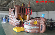 China Brown Pirate Ship Bounce House ,  Inflatable Bouncy Pirate Ship Children Ship Inflatable Castle distributor