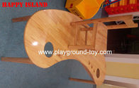 China Moon Shape Nature Wood Classroom Furniture Tables For Child Day Care Centre Use distributor