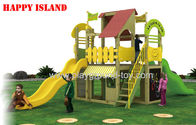Outdoor Wooden Plastic Kids Playground Equipment With Roof Swing Slide Climbing Net for sale