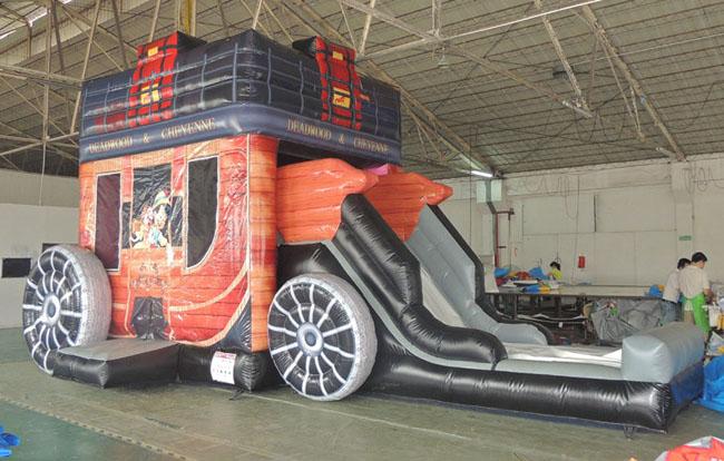 Car Theme Kids Inflatable Bouncer Slide With 0.55mm PVC For Amusement Park RQL-00304