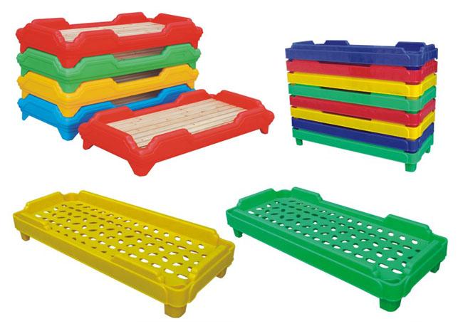 Kindergarten Classroom Children Bed Furniture Plastic / Wood Bed Preschool  Day Care