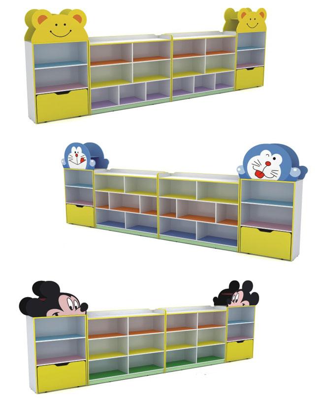 Colorful Melamine Board Kindergarten Classroom Furniture Children Book Cabinet