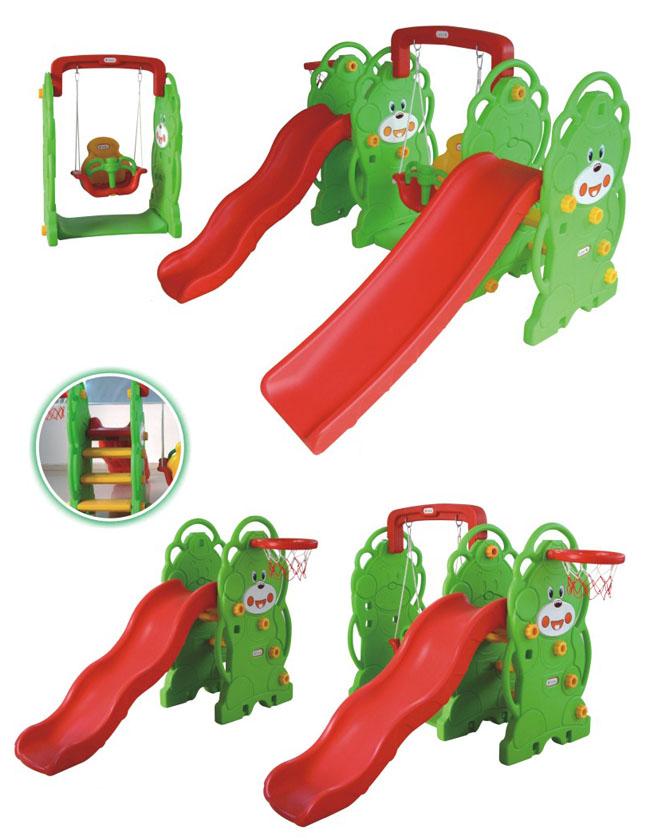 3 In 1 Kids Outside Toys Multifunction Plastic Kids Slide And Swing Colorful Baby Slide Swing Set
