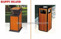 China Pine Solide Wood Park Trash Cans , Outside Trash Cans For Recycling RHA-14804 distributor