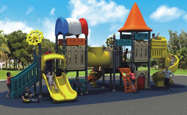 Orange Brown Green  Outdoor Playground Equipments For Kids Imported LLDPE
